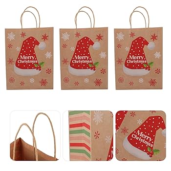 新品⭐️ クリスマスギフトバッグ　4個　持ち手付き紙袋　Sサイズ 4/8/12 個クリスマスクラフト紙ハンドバッグクリスマスホリデー